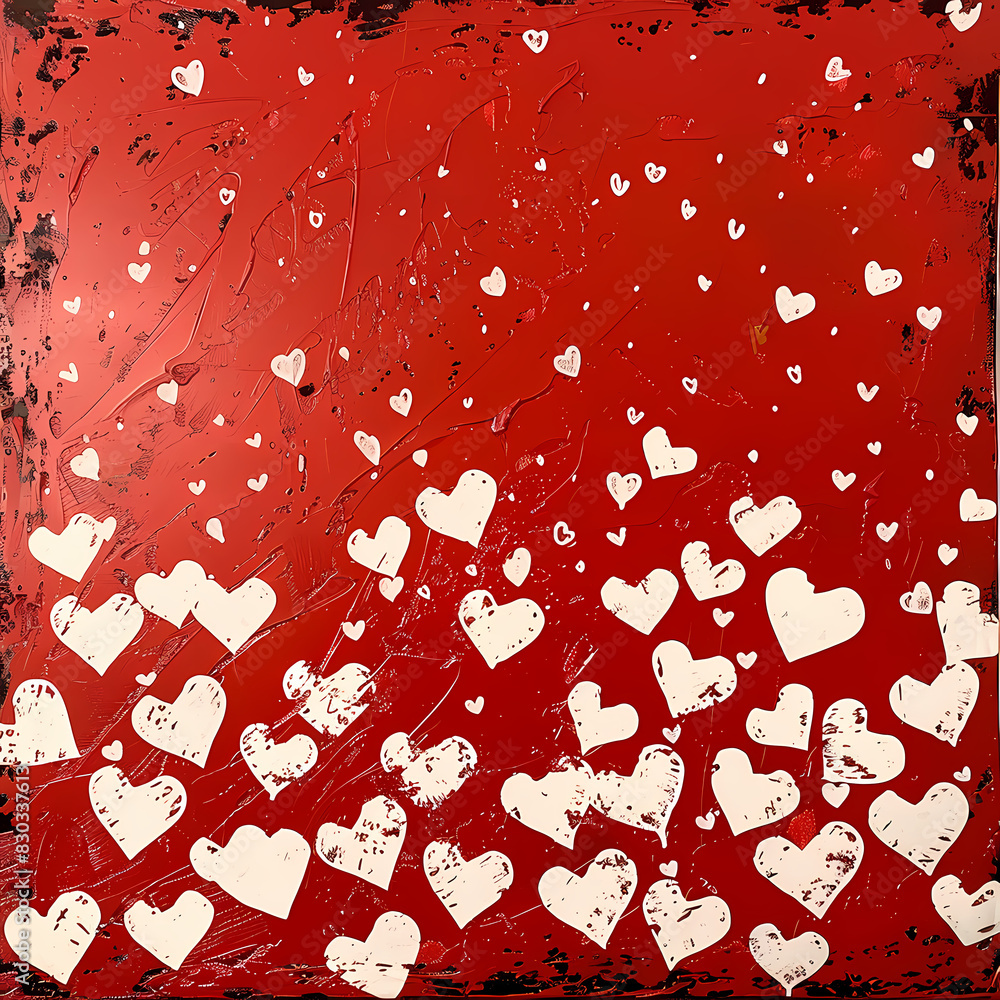 Red Background with White Hearts - Romantic Love Design Red Background with White Hearts - Romantic Love Design