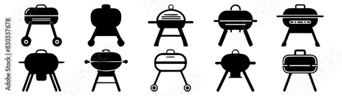 BBQ Grill silhouettes set, pack of vector silhouette design, isolated background