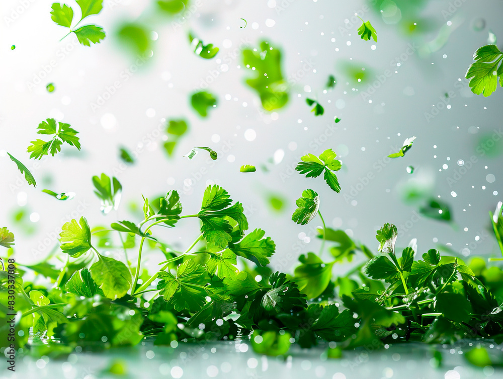 photography of CILANTRO falling from the sky, hyperpop colour scheme. glossy, white background Parsley isolated on white background, clipping path, full depth of field photography of CILANTRO falling from the sky, hyperpop colour scheme. glossy, white background Parsley isolated on white background, clipping path, full depth of field