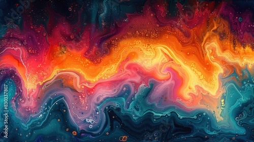 colorful liquid splashes marbling paint background photo