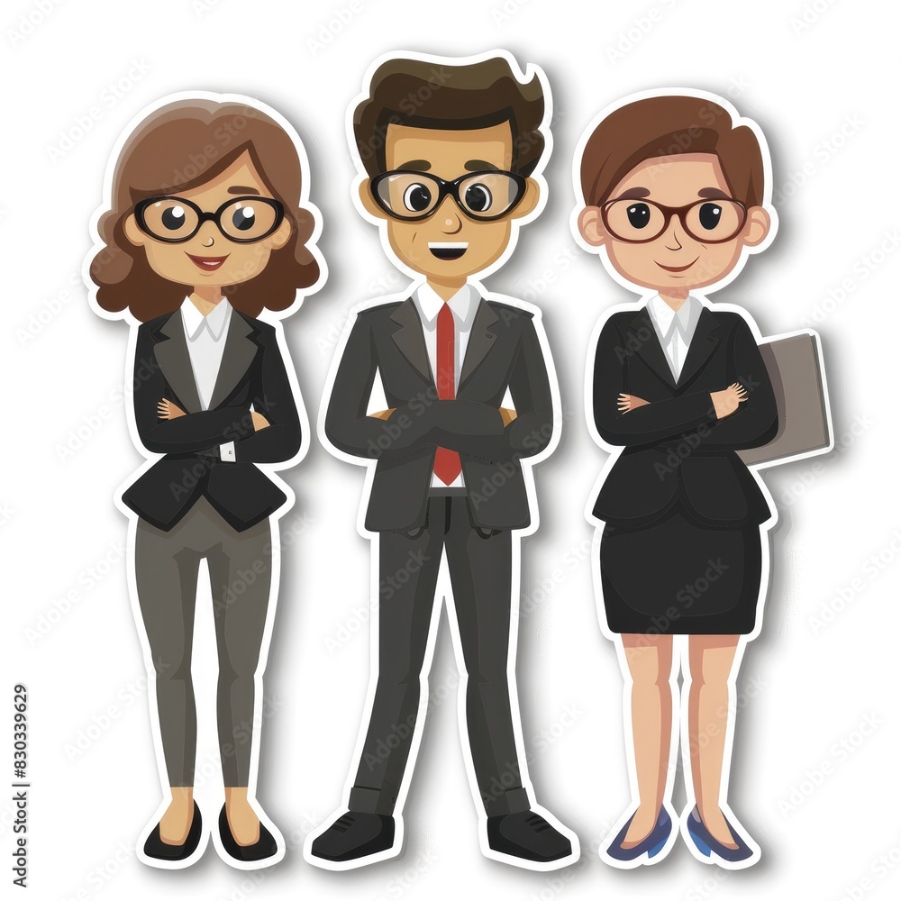 Business finance marketing cartoon sticker, isolated on white background with cut-off edges. Creative concept for financial presentations, marketing strategies, and advertising campaigns Business finance marketing cartoon sticker, isolated on white background with cut-off edges. Creative concept for financial presentations, marketing strategies, and advertising campaigns