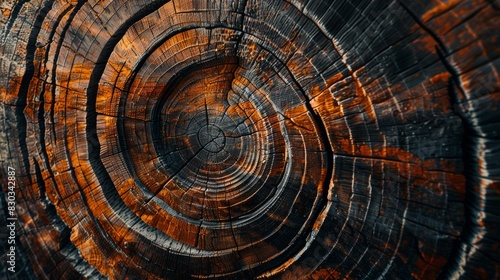 Old wooden oak tree cut surface. photo