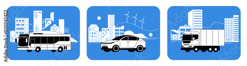 Urban traffic on the background of the urban landscape.