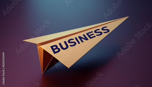 Business text on paper airplane