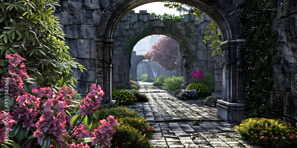 Fototapeta premium arch in the garden, ai generated.