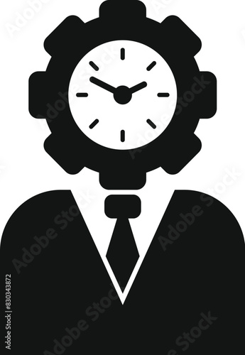 Efficient time management icon in business using cogwheel and clock as symbols for productivity and organization in the office setting, emphasizing punctuality and worklife balance