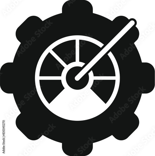 Simplified gear and lever icon, perfect for representing mechanics and settings in graphical interfaces