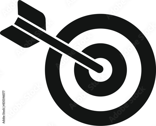 Vector illustration of a dart perfectly centered in a target, symbolizing precision and goal achievement
