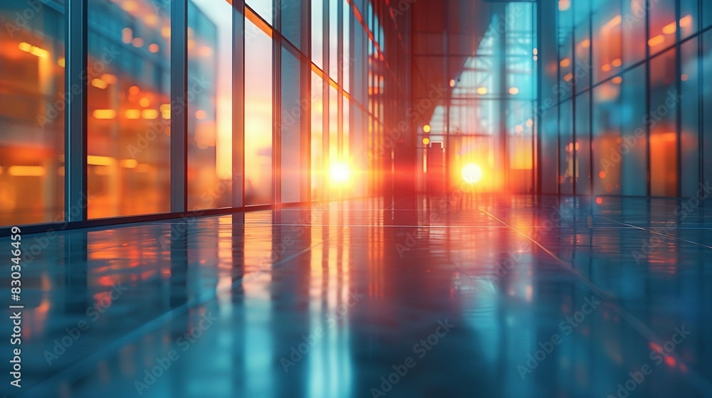 Abstract Background: Blurred Glass Wall of Business Office Building