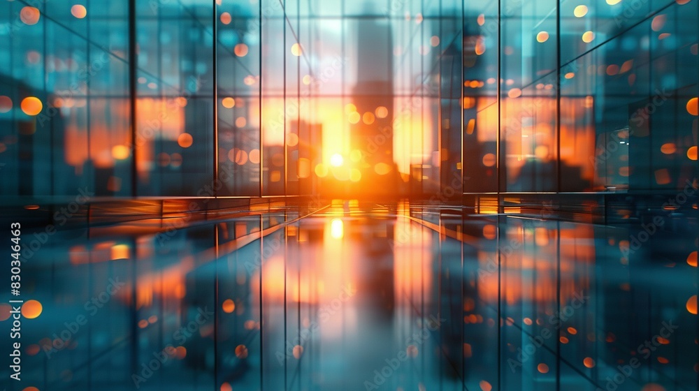 Abstract Background: Blurred Glass Wall of Business Office Building