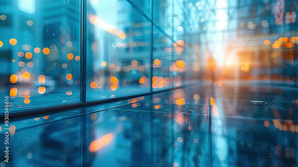 Fototapeta premium Abstract Background: Blurred Glass Wall of Business Office Building