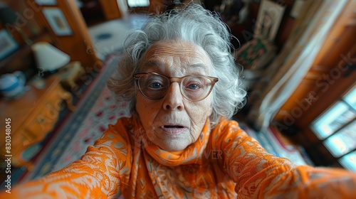 A close-up of a senior woman's face showing a surprised expression, inviting empathy and curiosity about her story photo