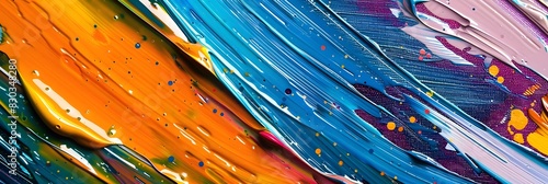 Abstract colorful paint  brushstroke or splash on canvas background  oil painting with contemporary concept  multi color backdrop.