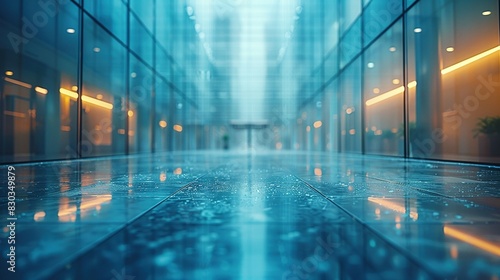 Blurred Glass Wall of Corporate Office: Business Concept Background