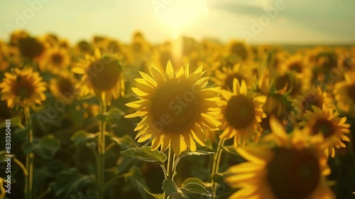 A field of sunflowers facing the sun  illustrating the natural beauty and positivity of freedom