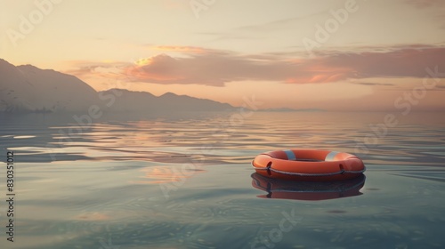 A lifebuoy floating on calm water, representing safety and help in times of need