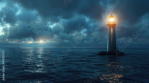 A lighthouse guiding ships at night, symbolizing guidance and assurance in freedom