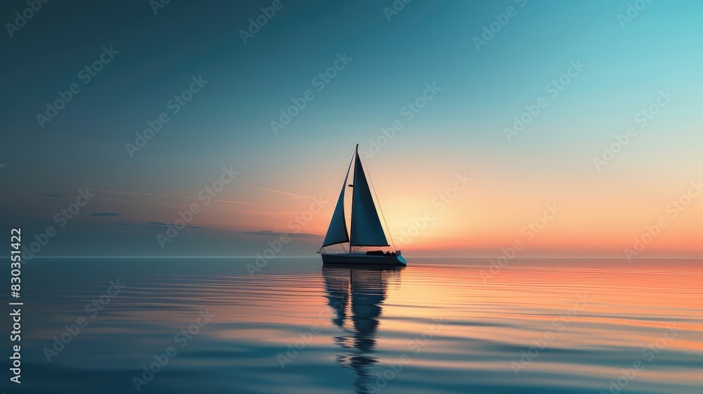 A lone sailboat on a calm sea at dusk, illustrating the peace and solitude of freedom
