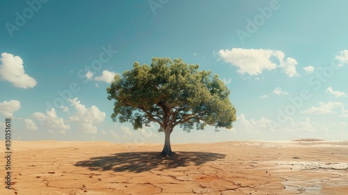 A lone tree in a vast desert, symbolizing the solitude and resilience found in freedom