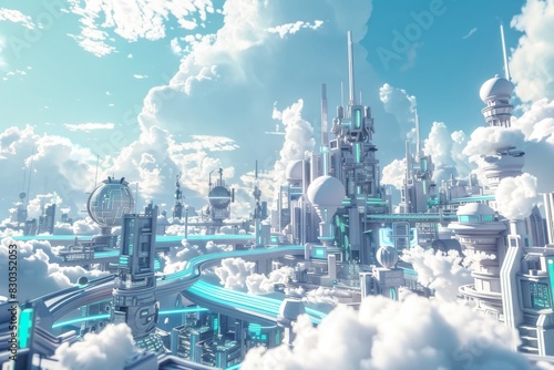 Metaverse city concept 3d render 