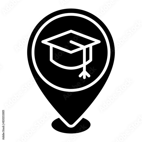 Illustration of Univesity Location Glyph Icon