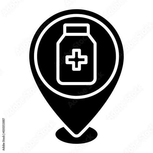 Illustration of Pharmacy Location design Glyph Icon