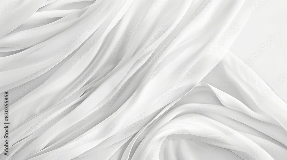 Minimalistic abstract white fabric background featuring smooth, flowing drapes Minimalistic abstract white fabric background featuring smooth, flowing drapes