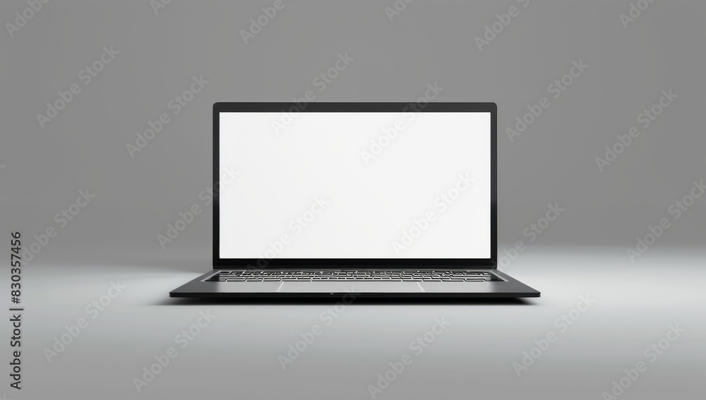 Laptop white screen mockup on grey background, minimalistic style, front view Laptop white screen mockup on grey background, minimalistic style, front view