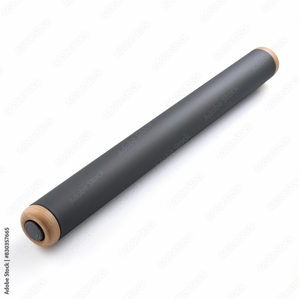 Silicone rolling pin with a flexible, dark gray surface and nonslip handles, isolated solid white background Silicone rolling pin with a flexible, dark gray surface and nonslip handles, isolated solid white background