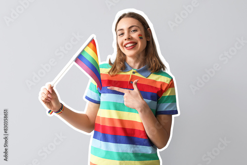 Young woman pointing at LGB...
