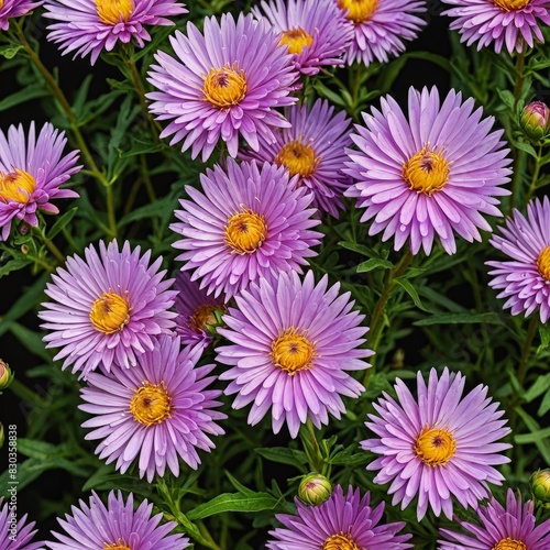 Close-up of Delicate Purple Aster Flowers