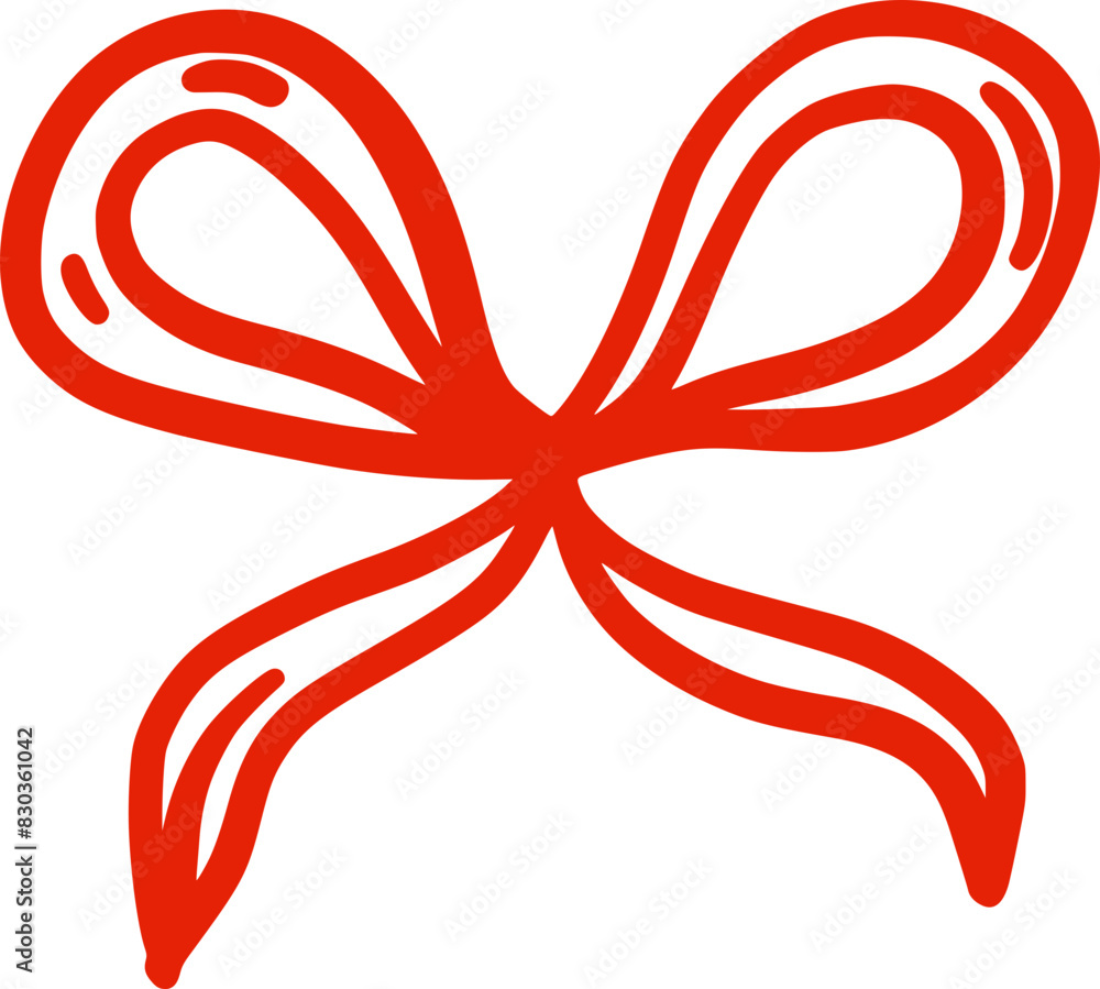 Vector decorative bow. A wedding or birthday clipart element in a whimsical hand-drawn style. Isolated decoration in red color. Coquette accessory. Suitable for invitation, poster, textile, gift card Vector decorative bow. A wedding or birthday clipart element in a whimsical hand-drawn style. Isolated decoration in red color. Coquette accessory. Suitable for invitation, poster, textile, gift card
