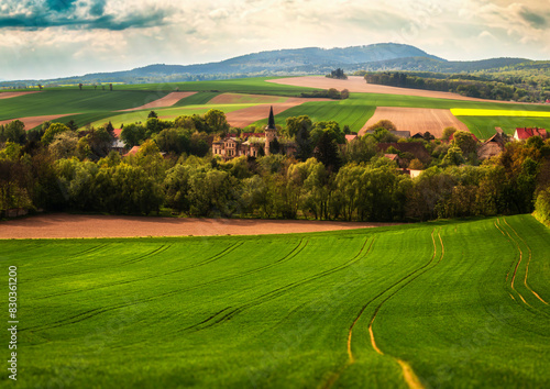 landscape in region, Lower Silesia, Poland.