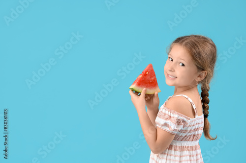 Happy little girl with slic...