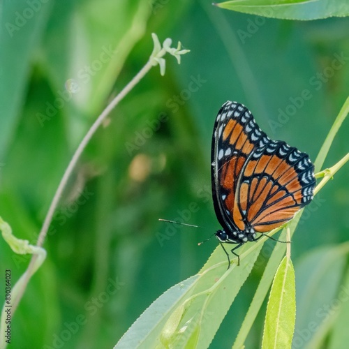 Viceroy Butterfly resting on a blade of grass