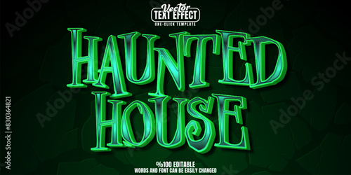 Haunted editable text effect, customizable house and horror 3d font style