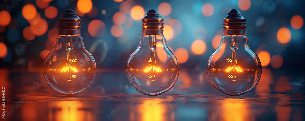 Light bulbs with glowing filaments Light bulbs with glowing filaments