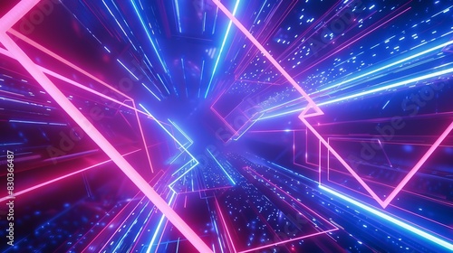 pink blue neon lines, geometric shapes, virtual space, ultraviolet light, 80's style, retro disco, fashion laser show, abstract background, generative ai