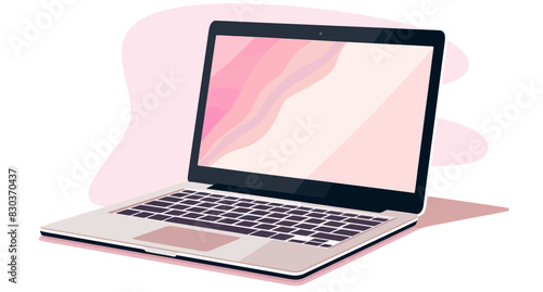 Open laptop screen with minimalist and sophisticated design in modern setting