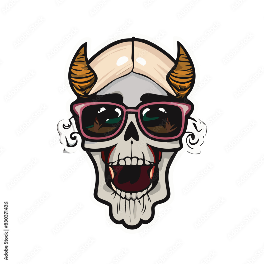 Obraz premium Vector skull with hair