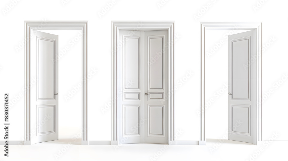 Set of home door elements for open and close isolated on transparent png background, interior design concept. Set of home door elements for open and close isolated on transparent png background, interior design concept.