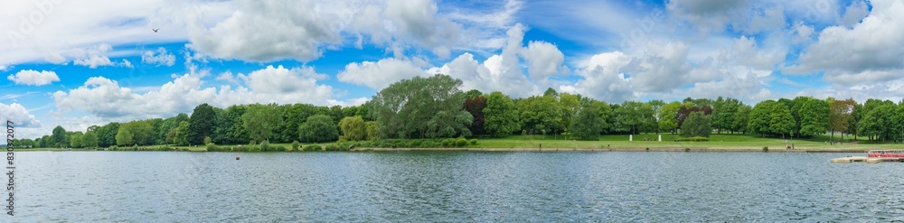 Sailing lake panorama in Fairlands Valley Park. Stevenage, UK Sailing lake panorama in Fairlands Valley Park. Stevenage, UK