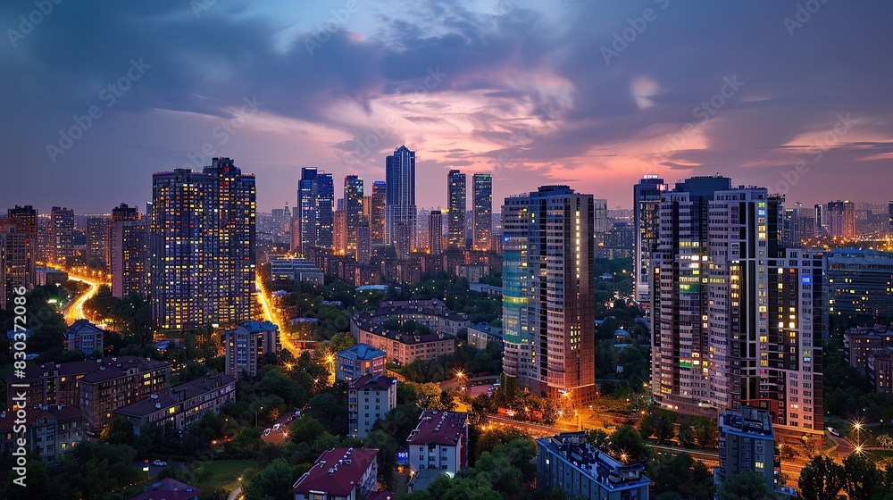 Fototapeta premium view from drone over Hillsborough river and tall buildings
