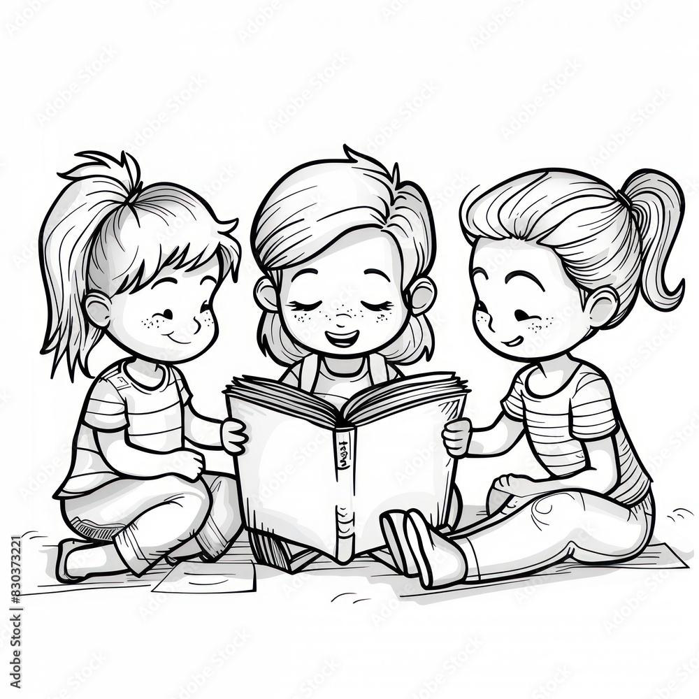 Children's coloring sheets : happy children learning