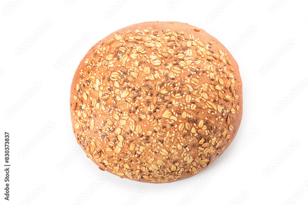 Tasty bread with seeds on white background Tasty bread with seeds on white background