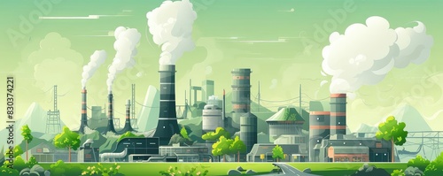 Biomass energy renewable energy illustration flat design front view organic theme cartoon drawing Analogous Color Scheme