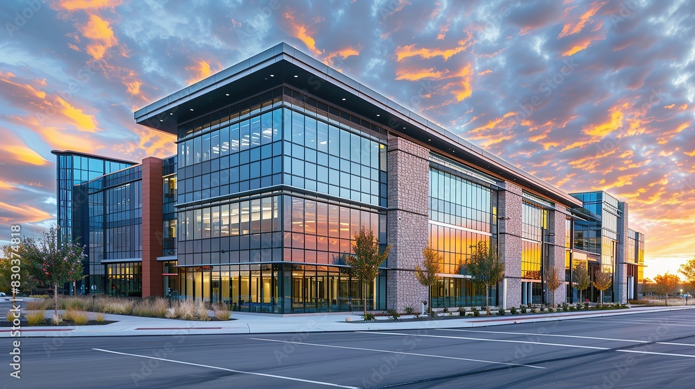 Obraz premium Stunning commercial building with brilliant sky