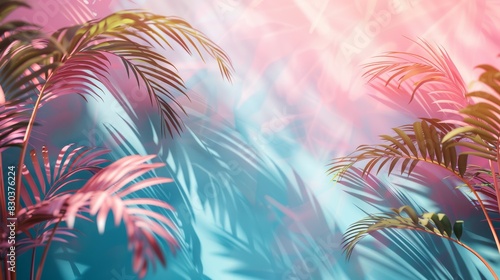 Wallpaper Mural abstract background of blurred shadow from palm leaves on pastel wall ideal for showcasing products, embodying a summer vibe Torontodigital.ca