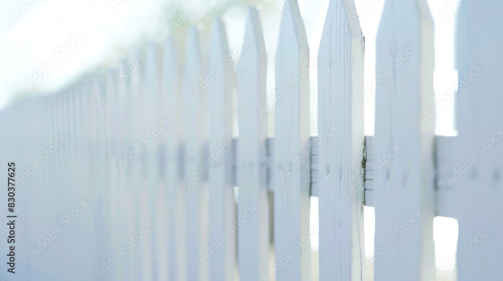 Close up of a white fence with a bird perched on it. Perfect for outdoor and nature themed designs Close up of a white fence with a bird perched on it. Perfect for outdoor and nature themed designs