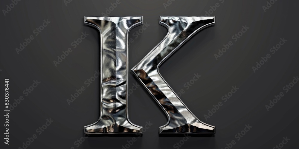 Shiny metal letter K on a dark black background. Suitable for graphic design projects Shiny metal letter K on a dark black background. Suitable for graphic design projects